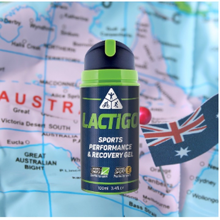 Carnosine gel with Australia & NZ flags on a map
