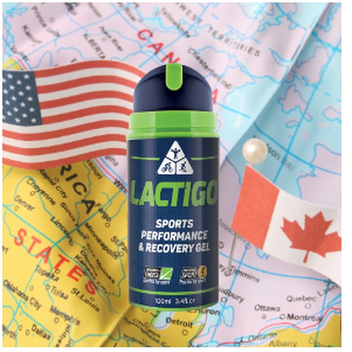 Carnosine gel with USA & Canada flags on a map